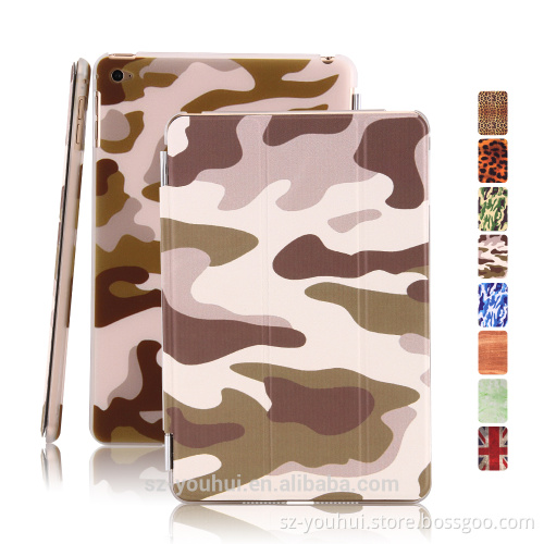 Manufactory Ultra Slim Leopard Camouflage Wood UK Flag Designer Flip Cover Smart Magnetic Case for Apple for iPad mini 4